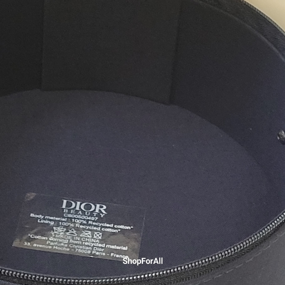 💥💥 Dior Vanity Pouch Makeup Case with inner mirror Black circular 15×7c - Picture 5 of 15
